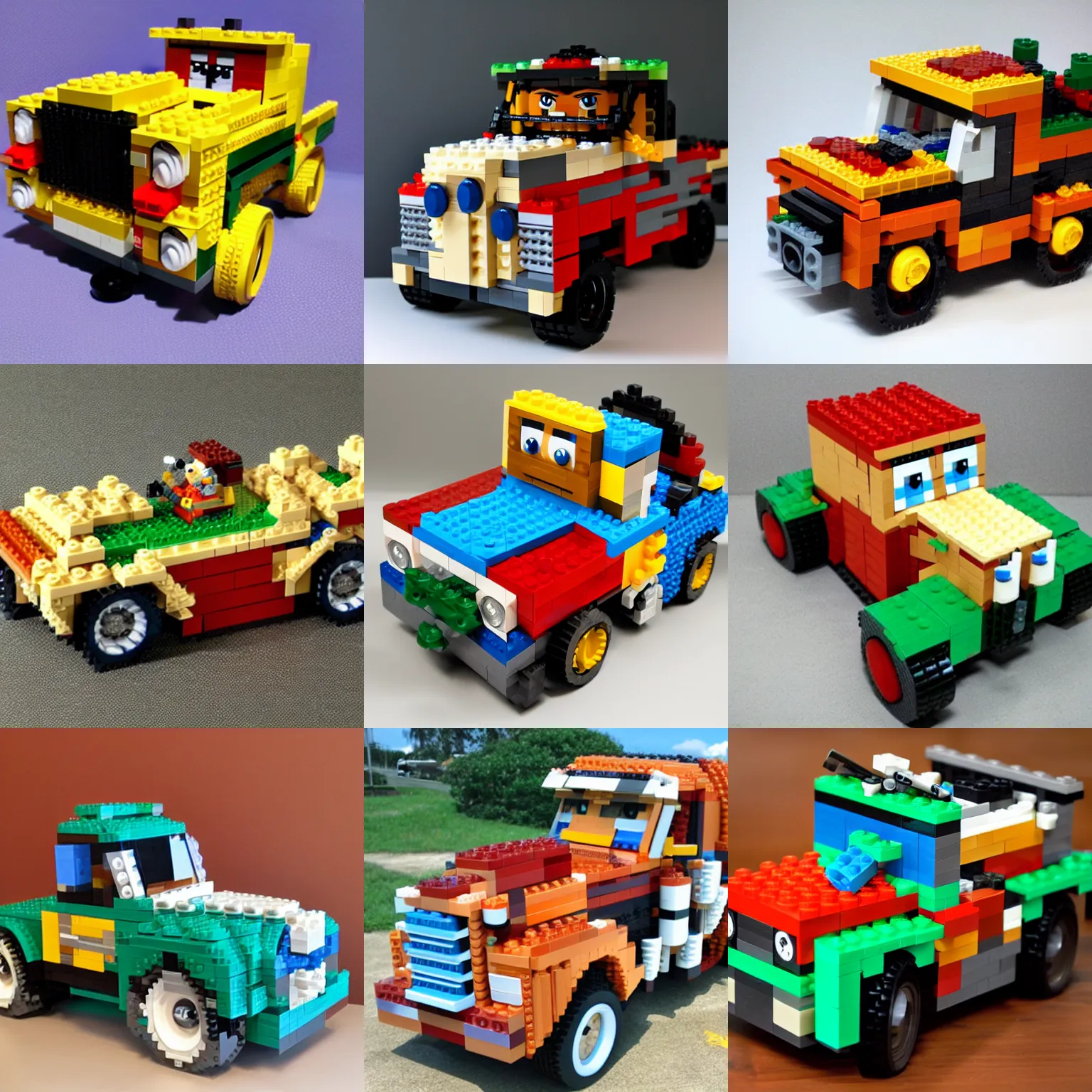 Prompt: Mater made of Lego
