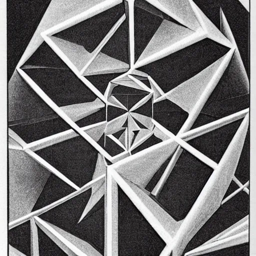 Prompt: hypercube by m. c. escher