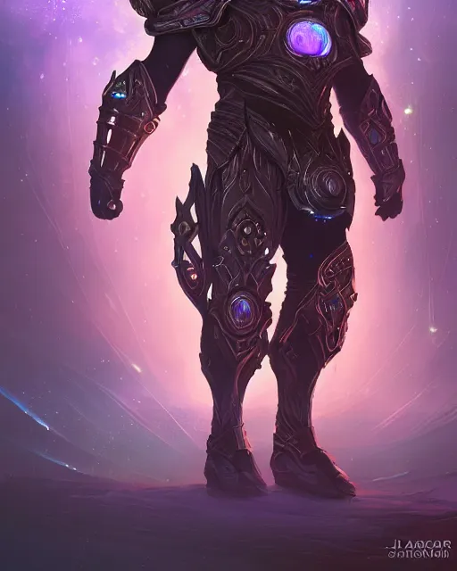 Image similar to Gladiator armor made of galaxies and sci fi parts conjuring cosmic energy, surrealism, smooth, intricate, elegant, galactic energy, power aura, neon glowing spells, digital painting, artstation, concept art, high tech fantasy, sharp focus, illustration, art by Jason Chan and Riot Studios and Blizzard Studios