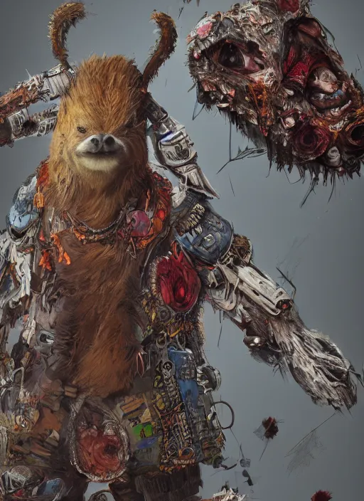 Prompt: detailed full body concept art illustration oil painting of an anthropomorphic capybara zombie in full intricate clothing, biomutant, dystopian, ultra detailed, digital art, octane render