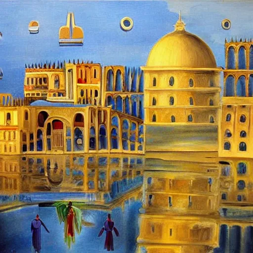 Prompt: An extremly detailed painting of old Damascus, oil painting by Salvador Dali