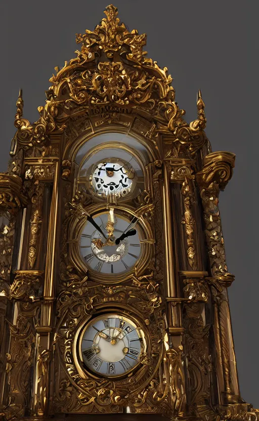 Prompt: Baroque clock, unreal engine, octane render