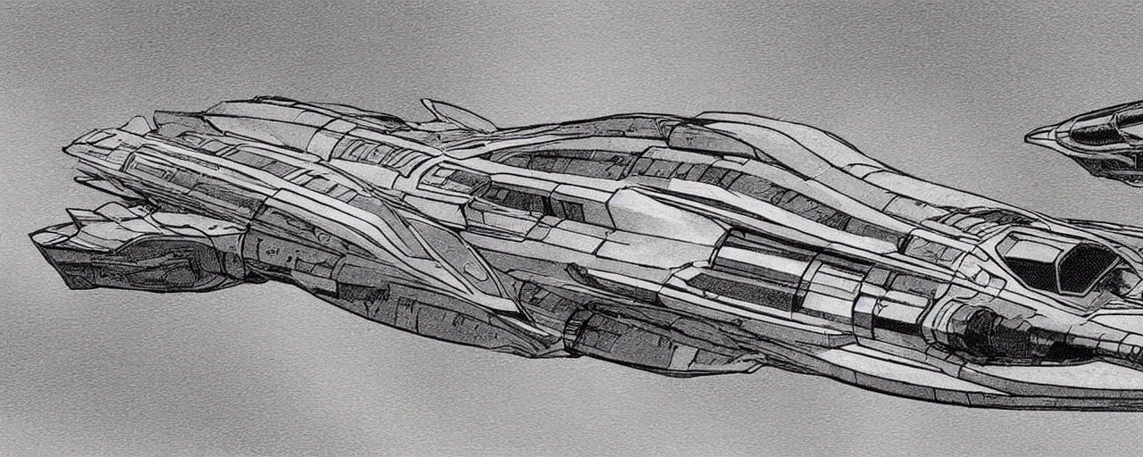 Prompt: spaceship concepts, illustration by moebius