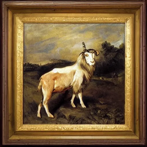 Image similar to half goat, half lion, painting by Eugene Delacroix, highly detailed