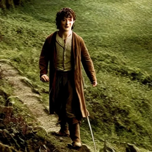 Image similar to Film still of (Daniel Radcliffe) as Frodo in Lord of the Rings: The Return of the King