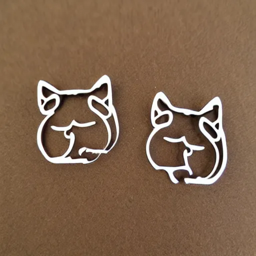 Image similar to 2d lasercut cat earrings, popular on artstation, popular on deviantart, popular on pinterest