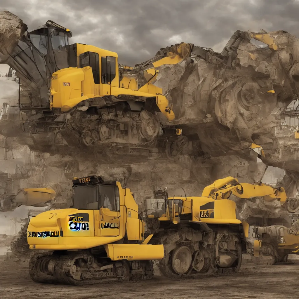 Image similar to caterpillar bulldozer, studio shot, photorealistic rendering, super detailed