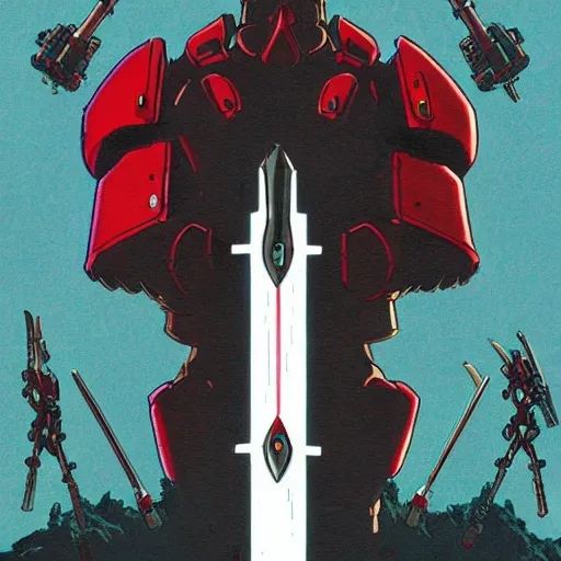 Prompt: the doomslayer, art by studio ghibli symmetry!!