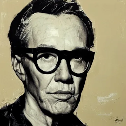 Image similar to ( ( ( portrait ) ) ) by jonathan yeo!!!!! of andy warhol