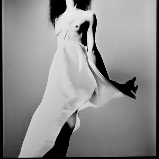 Image similar to photo of a woman in a dress by arnold newman. professional photography.