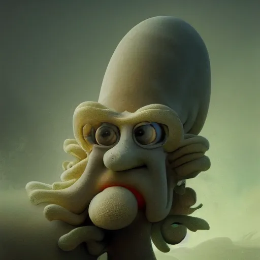 Image similar to squidward by elena vizerskaya and ivan aivazovsky, perfectly detailed, artstation, sharp focus, highly detailed, studio photography, impresion de giclee arte abstracto, award winning