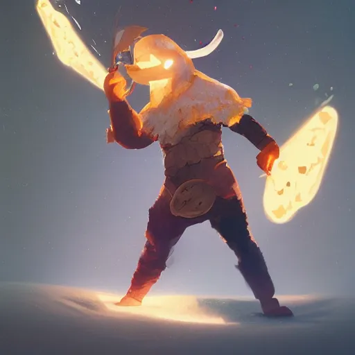 Image similar to portrait of viking toast, bread type pokemon, strong pixar wonder bread warrior, volumetric lighting, dynamic composition, art by sachin teng and sergey kolesov and ruan jia and heng z, scifi, fantasy, hyper detailed, ultra realistic, sharp focus, wildlife photography, national geographic, octane render, concept art