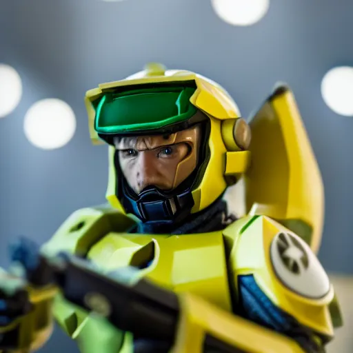 Image similar to a videogame still of master chief as pikachu, portrait, 4 0 mm lens, shallow depth of field, close up, split lighting, cinematic
