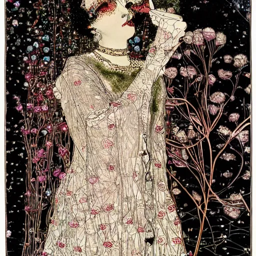 Prompt: Rosen Maiden by Harry Clarke