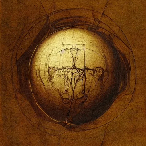 Prompt: anatomical description of a Dysoh Sphere by Leonardo Da Vinci