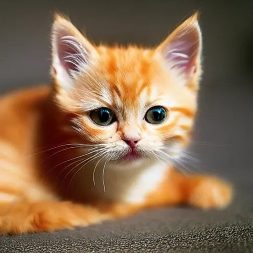 Image similar to cute fluffy orange tabby kitten with a sign that says