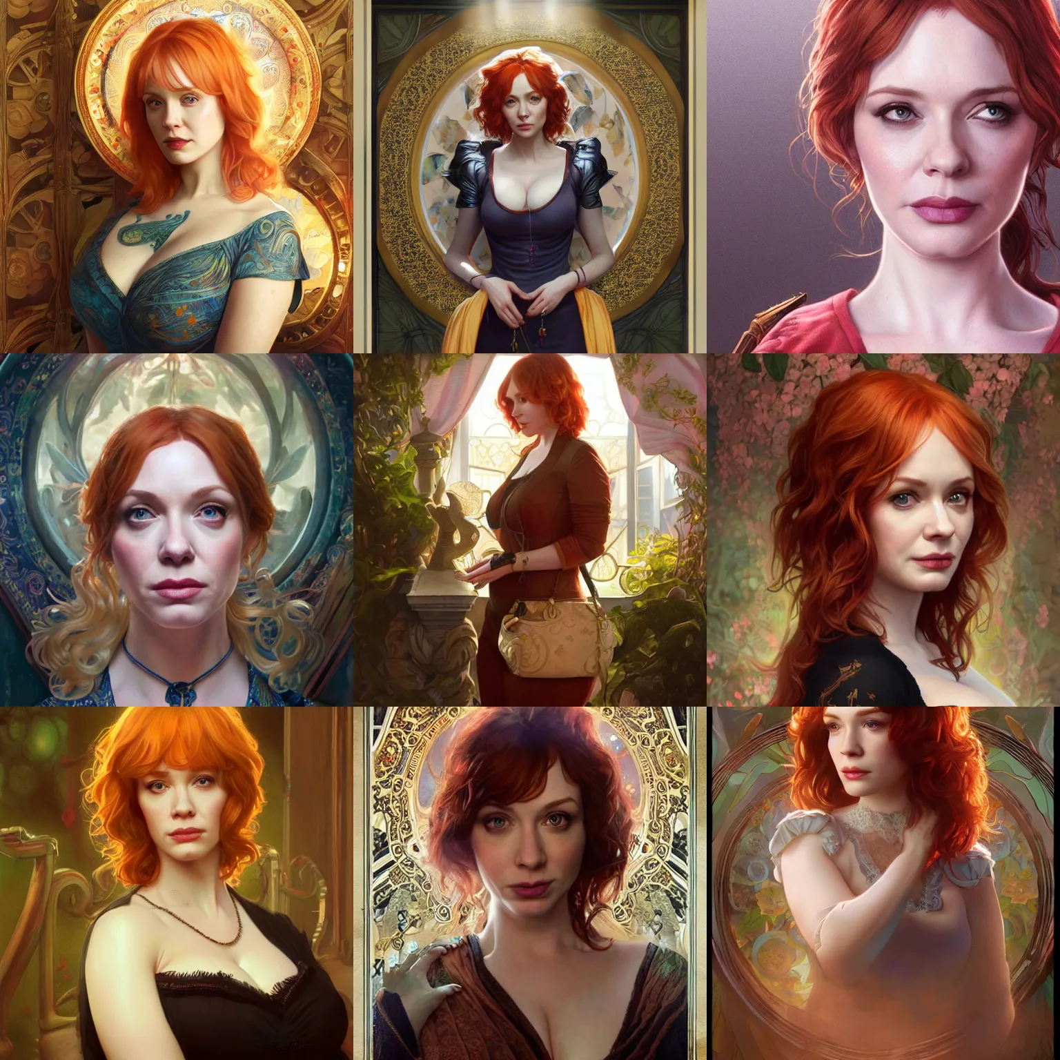 Prompt: christina hendricks starring in freaky friday, intricate, highly detailed, digital painting, artstation, concept art, smooth, sharp focus, illustration, unreal engine 5, 8 k, art by artgerm and greg rutkowski and alphonse mucha