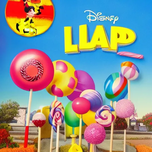 Prompt: disney pixar presents lollipop land the movie