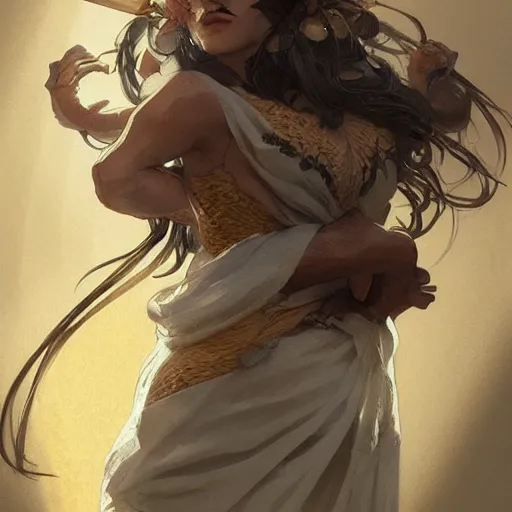 Image similar to japanese boar goddess, d & d, grey and brown color palette, highly detailed, digital painting, artstation, concept art, sharp focus, illustration, cinematic lighting, art by artgerm and greg rutkowski and alphonse mucha