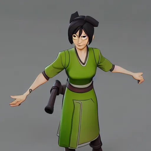 Image similar to toph beifong in fortnite, blind eyes, character render, full body shot, highly detailed, in game render