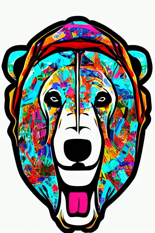 Prompt: Portrait of a polar bear, mafia, gangster, sticker, colorful, illustration, highly detailed, simple, smooth and clean vector curves, no jagged lines, vector art, smooth