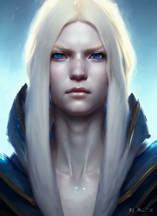 Image similar to a fantasy style portrait painting of shy white female paladin with blonde hair and blue eyes shy scarred left eye, holy oil painting unreal 5 daz. rpg portrait extremely detailed artgerm greg rutkowski _ greg