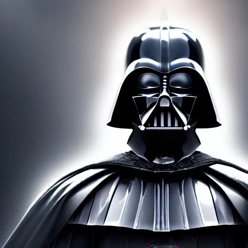 Prompt: Portrait of Darth Vader in Dark Souls, splash art, movie still, cinematic lighting, dramatic, octane render, long lens, shallow depth of field, bokeh, anamorphic lens flare, 8k, hyper detailed, 35mm film grain