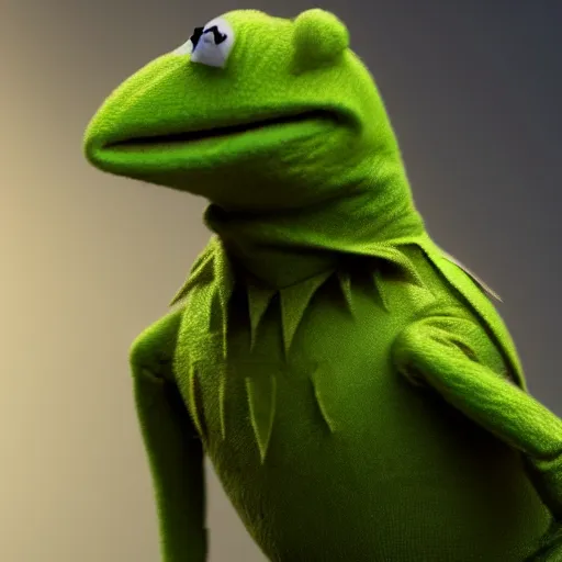 Image similar to kermit is james bond, fine details anime scen, cinematic lights, behance hd, trending on artstation