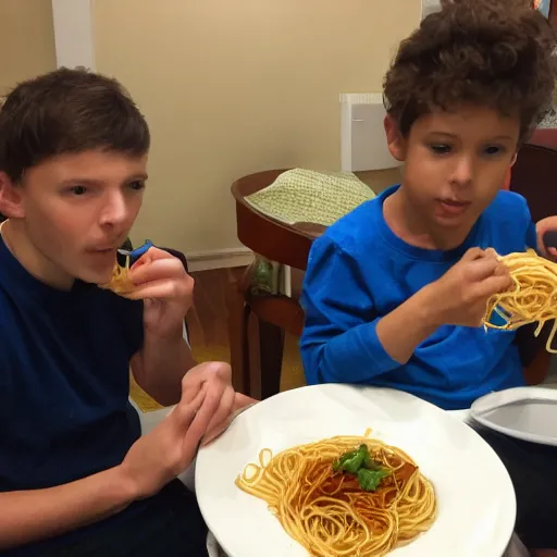 Prompt: time and eric eating spaghetti