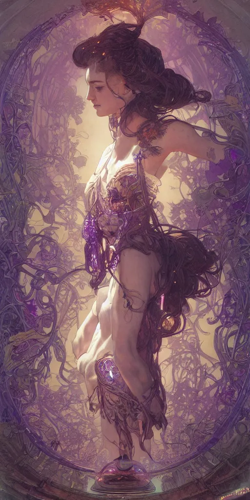 Image similar to a highly detailed digital image of an imagination creation machine, concept art, artstation, cgsociety, very detailed, intricate, detailed illustration, by artgerm and greg rutkowski and alphonse mucha, product lighting, sharp, smooth, masterpiece, purple and blue tones