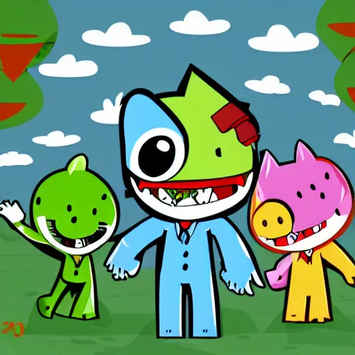 Prompt: Happy Tree Friends, 2D vector art