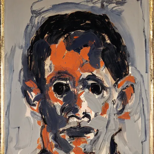 Prompt: painting of a man staring at you, by georg baselitz