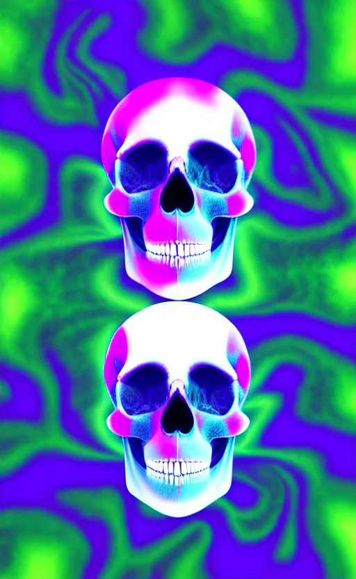 Prompt: skull made of Fractal flame, psychedelic