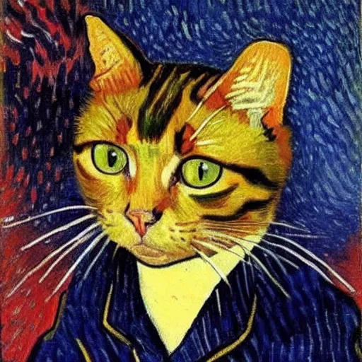 Image similar to a cat by van gogh