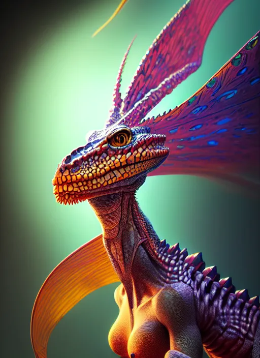 Prompt: studio portrait of lawful good colorful female divine mech lizard as absurdly beautiful, elegant, young pretty gravure idol, ultrafine hyperrealistic detailed face illustration by kim jung gi, irakli nadar, intricate linework, sharp focus, bright colors, matte, octopath traveler, final fantasy, unreal engine highly rendered, global illumination, radiant light, intricate environment