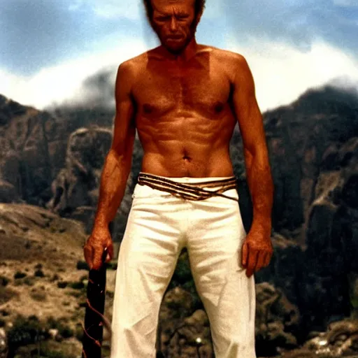 Image similar to Clint Eastwood as Greek god