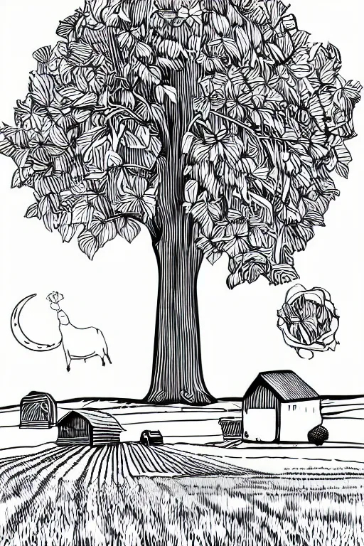 Image similar to minimalist boho style art of a farm, illustration, vector art