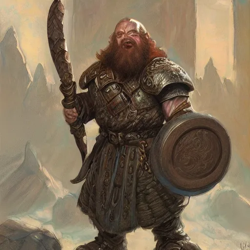 Prompt: the dwarven cleric warrior as a fantasy D&D character, portrait art by Donato Giancola and James Gurney, digital art, trending on artstation