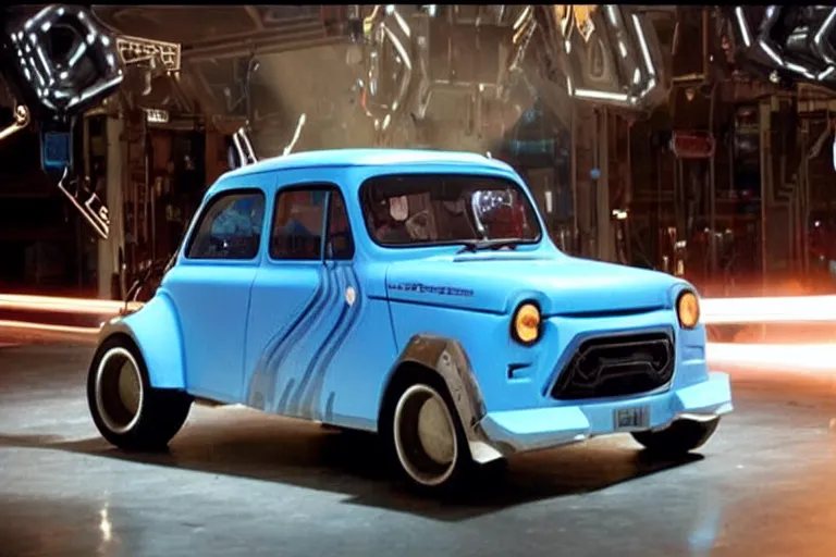 Image similar to epic Renault 4 car in the Movie TRON (2010)