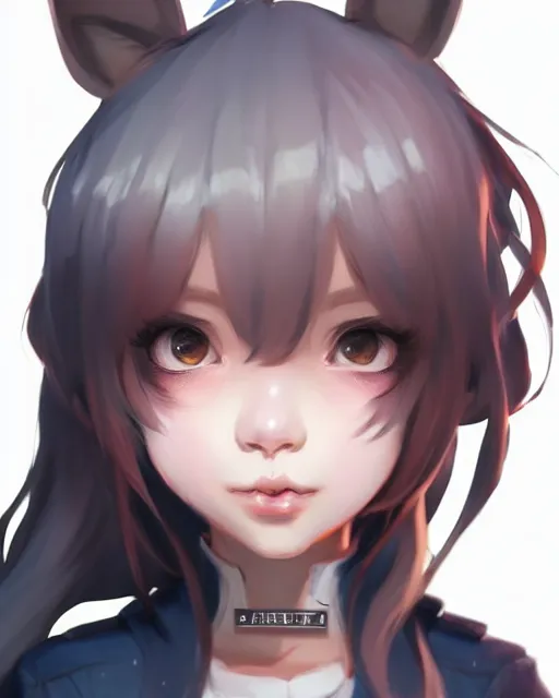 Image similar to character concept art of a cute young female anthropomorphic furry | | cute - fine - face, pretty face, key visual, realistic shaded perfect face, fine details by stanley artgerm lau, wlop, rossdraws, james jean, andrei riabovitchev, marc simonetti, and sakimichan, trending on artstation