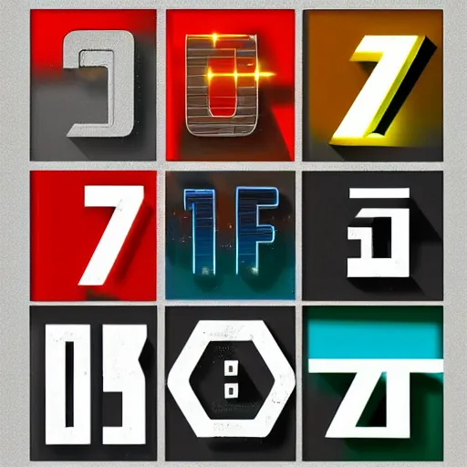 Image similar to sci fi retro font set from A to Z with numbers