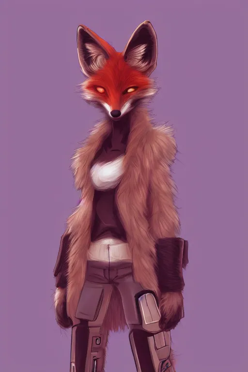 Image similar to a fox fursona, trending on artstation, by kawacy, furry art, digital art, cyberpunk, high quality