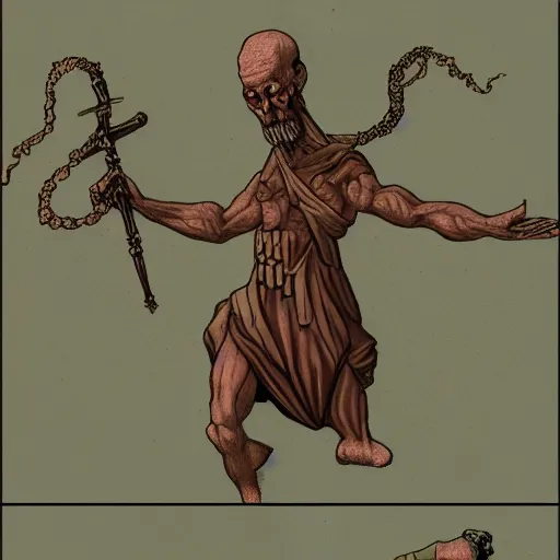 Image similar to the oenitent one from blasphemous, in the style of michelangelo