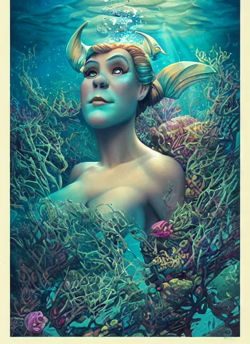 Image similar to underwater portrait of shrek as a mermaid, pixar style, by tristan eaton stanley artgerm and tom bagshaw.