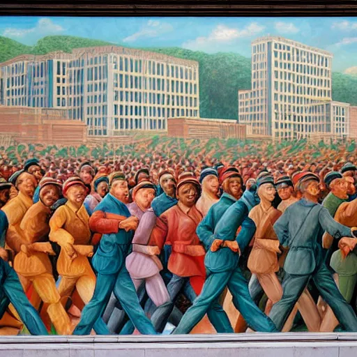 Prompt: the word daily!!!!!!!!!!!!!!!!!!!!!!!! depicted in a socialist realist mural