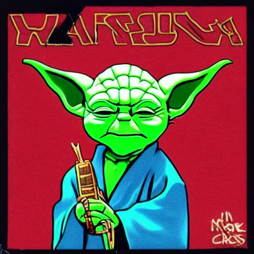 Image similar to yoda on 1 9 9 0 s rap album