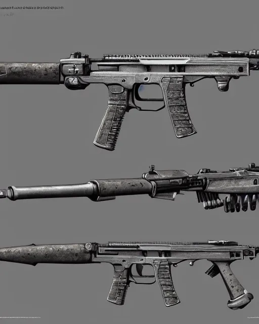 Prompt: realistic concept art of future weapons, detailed, 1 4 5 0, delicate, hyper realism, ultra realistic, 8 k