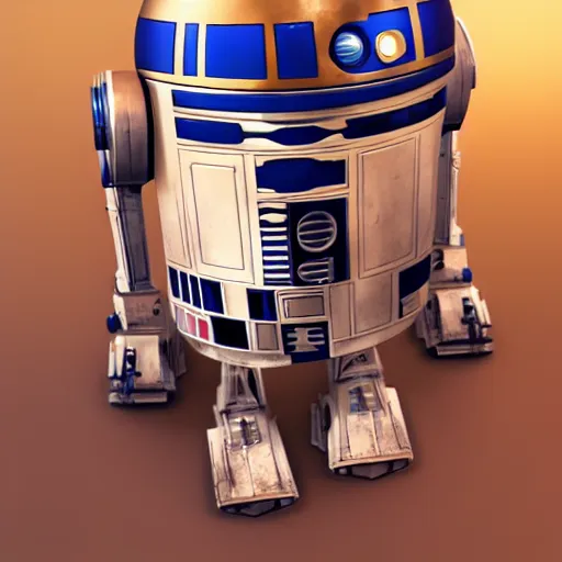 Prompt: if r 2 d 2 and c 3 po had a baby digital art by mandy jurgens and irena french, heraldo ortega, hyperdetailed, artstation, cgsociety.