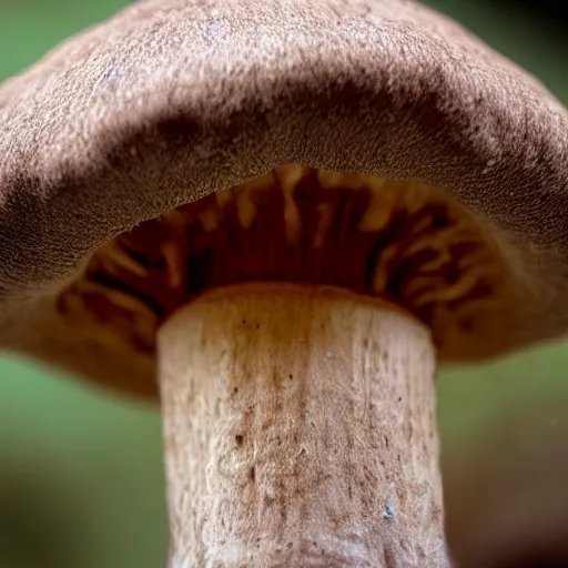 Prompt: a mushroom with a cap made of overlapping sharp teeth