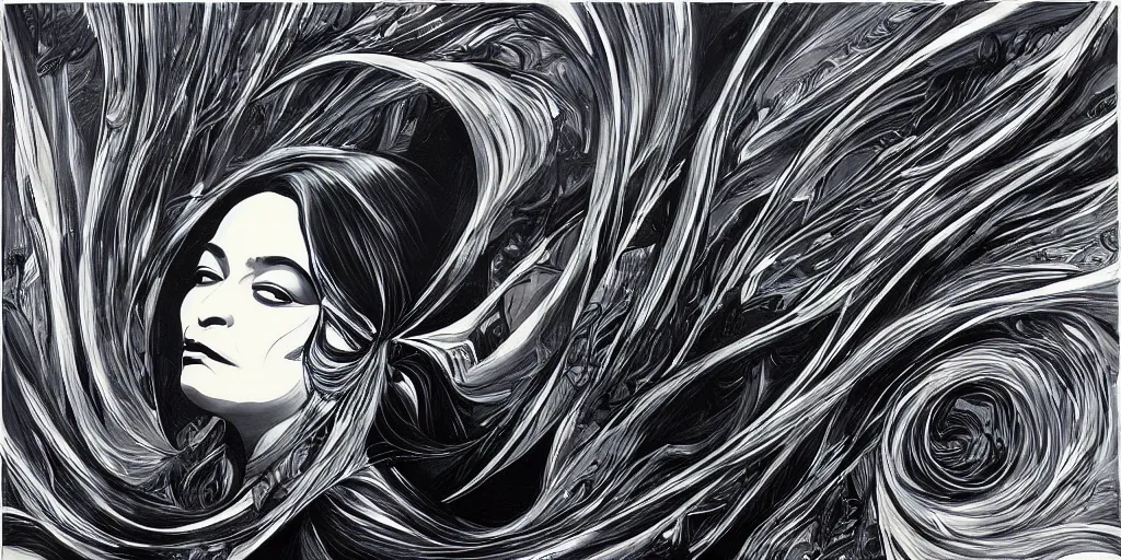 Image similar to a beautiful painting of zaha hadid by aaron horkey, trending on artstation